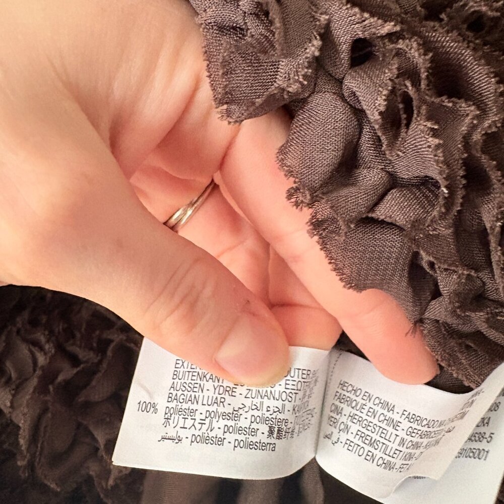 Zara Fluffy Voluminous Mini Dress NWT Chocolate Brown Size Large Blogger Fav - Picture 9 of 10